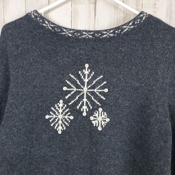 Christopher & Banks Christmas Cardigan Sweater Gray Size Large - Picture 7 of 11